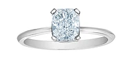 14K Lab Grown 1.00cttw Cushion Cut Four Claw Diamond Ring - Gold / 4