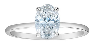 14K Lab Grown 1.00 cttw Oval Shape Four Claw Diamond Ring - Gold / 4