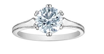 14K Lab Grown 1.50cttw Round Brilliant Cut 6 Claw Set Diamond Ring - Gold / 4