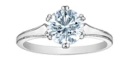 14K Lab Grown 1.50cttw Round Brilliant Cut 6 Claw Set Diamond Ring - Gold / 4