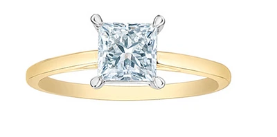 14K Lab Grown 1.00cttw Princess Cut 4 Claw Set Diamond Ring - Gold /