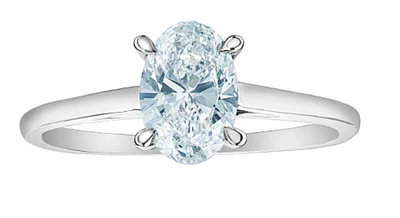 14K Lab Grown 1.00cttw Oval Shape Four Claw Diamond Ring - Gold / 4