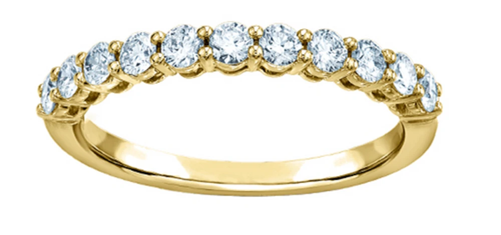 14K Lab Grown Round Brilliant Claw Set Diamond Band - Gold / Total Weight