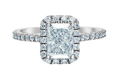 14K Lab Grown Radiant Cut Halo Style Diamond Ring - Gold / Carat Total