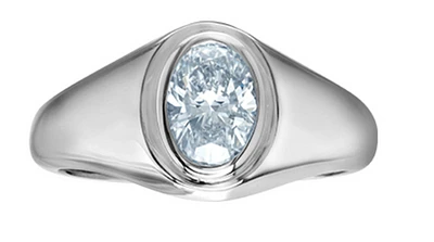 14K Lab Grown Oval Shape Bezel Set Diamond Band - Gold / 1.50 Total Weight