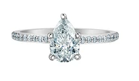 14K Lab Grown Pear Cut Solitaire and Round Brilliant Mount - Gold / Carat Weight