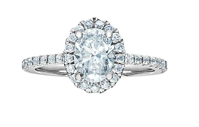 14K Lab Grown Oval Halo Style Diamond Ring - Gold / Carat Total