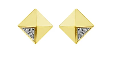 10K Yellow Gold Diamond Pyramid Earrings 0.02cttw