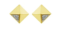 10K Yellow Gold Diamond Pyramid Earrings 0.02cttw