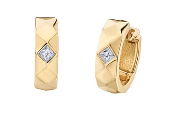 10K Yellow Gold Princess Diamond Earrings - / Carat Total