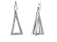 10K White Gold 0.20cttw Diamond Drop Geometric Earrings