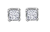 18K White Gold & Palladium Alloy ( hypoallergenic) 0.52cttw Princess Diamond Stud Earrings