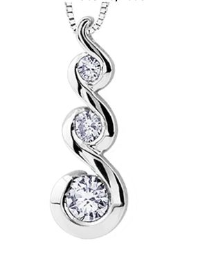 14K White Gold 3 Tier Diamond Necklace - / Carat Total