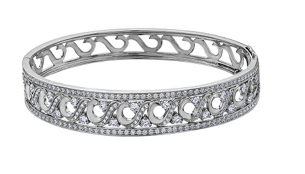 18Kt White Gold & Palladium Alloy (hypoallergenic)  2.52cttw Diamond Bangle, 7"