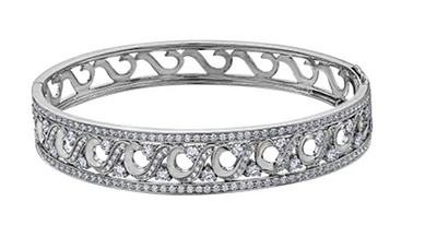 18Kt White Gold & Palladium Alloy (hypoallergenic)  2.52cttw Diamond Bangle, 7"