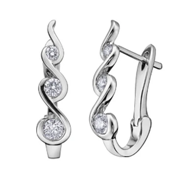 14K White Gold 0.50cttw Diamond Drop Earrings