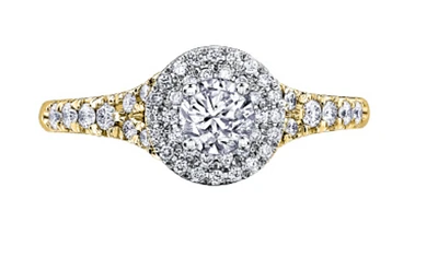 18K White Gold/Palladium Alloy & Rose Gold (hypoallergenic) Halo Diamond Ring