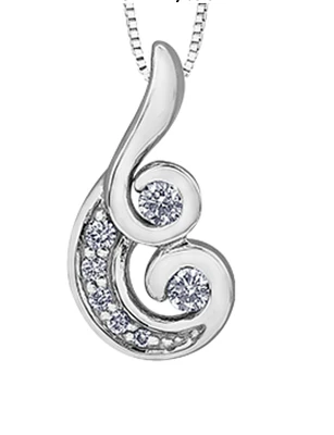 14K White Gold Swirl Diamond Necklace