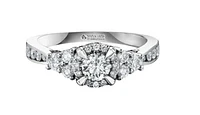 18K White Gold/Palladium Alloy (hypoallergenic) 1.00cttw Halo & Channel Set Diamond Ring - Gold /