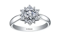 18K White Gold/Palladium Alloy (hypoallergenic) 0.60-1.66cttw Round Brilliant Flower Halo Diamond Ring - Gold / 0.60 Carat Total