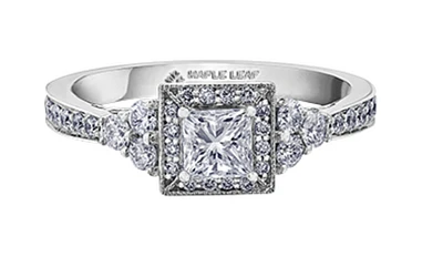 18K White Gold/Palladium Alloy (hypoallergenic) 1.00cttw Princess Halo Diamond Ring - Gold /