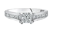 18K White Gold/Palladium Alloy (hypoallergenic) 1.21cttw Princess Channel Set Diamond Ring - Gold /
