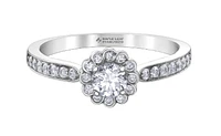18K White Gold/Palladium Alloy (hypoallergenic) 0.60cttw Round Brilliant Diamond Halo Ring - Gold