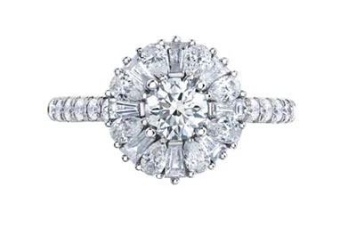18K White Gold/Palladium Alloy (hypoallergenic) 1.50cttw Round Brilliant Diamond Halo Ring - Gold /