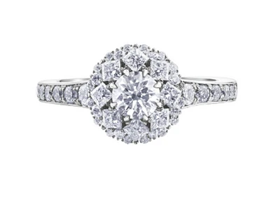 18K White Gold/Palladium Alloy(hypoallergenic) Halo Diamond Ring