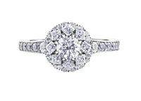 18K White Gold/Palladium Alloy(hypoallergenic) Halo Diamond Ring