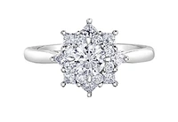 18K White Gold/Palladium Alloy (hypoallergenic) 1.15cttw Round Brilliant Halo Diamond Ring