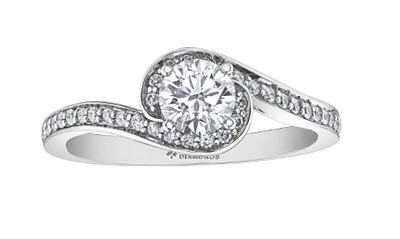 18K White Gold/Palladium Alloy (hypoallergenic) Twist Diamond Ring - Carat Total / Gold 4.5