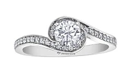 18K White Gold/Palladium Alloy (hypoallergenic) Twist Diamond Ring - Carat Total / Gold 4.5