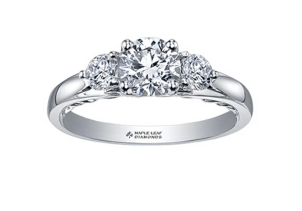 18K White Gold/Palladium Alloy (hypoallergenic) 0.82-1.35cttw Round Brilliant 3 Stone Diamond Ring - / Carat Total
