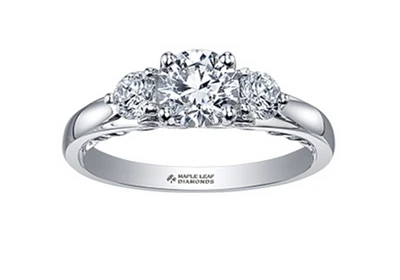 18K White Gold/Palladium Alloy (hypoallergenic) 0.82-1.35cttw Round Brilliant 3 Stone Diamond Ring - / Carat Total