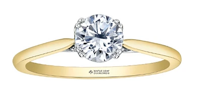18K Yellow Gold/Palladium Alloy (hypoallergenic) Round Brilliant Solitaire Diamond Ring - Carat Total Weight / White/ Palladium