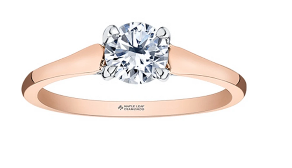 18K Rose Gold/Palladium Alloy (hypoallergenic) Round Brilliant Solitaire Diamond Ring - Carat Total Weight / White/ Palladium