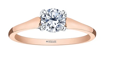 18K Rose Gold/Palladium Alloy (hypoallergenic) Round Brilliant Solitaire Diamond Ring - Carat Total Weight / White/ Palladium