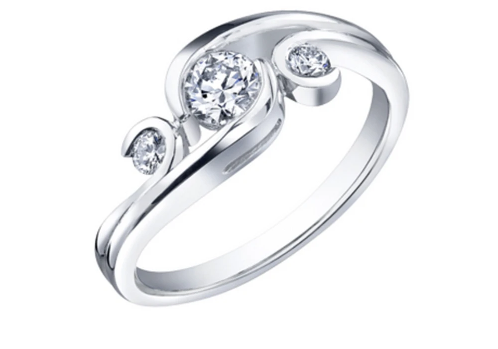 18K White Gold/Palladium Alloy (hypoallergenic) 0.40cttw Round Brilliant Mulit-Stone Diamond Ring