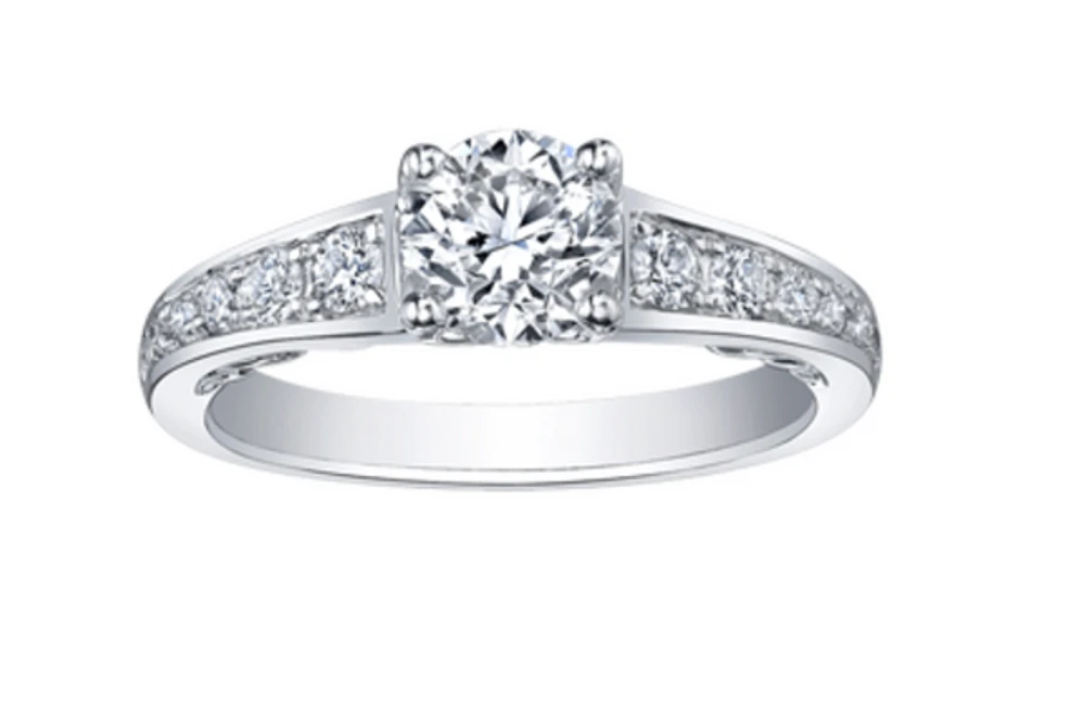 18K White Gold/Palladium Alloy (hypoallergenic) Round Brilliant Diamond Ring