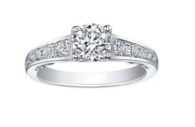 18K White Gold/Palladium Alloy (hypoallergenic) Round Brilliant Diamond Ring