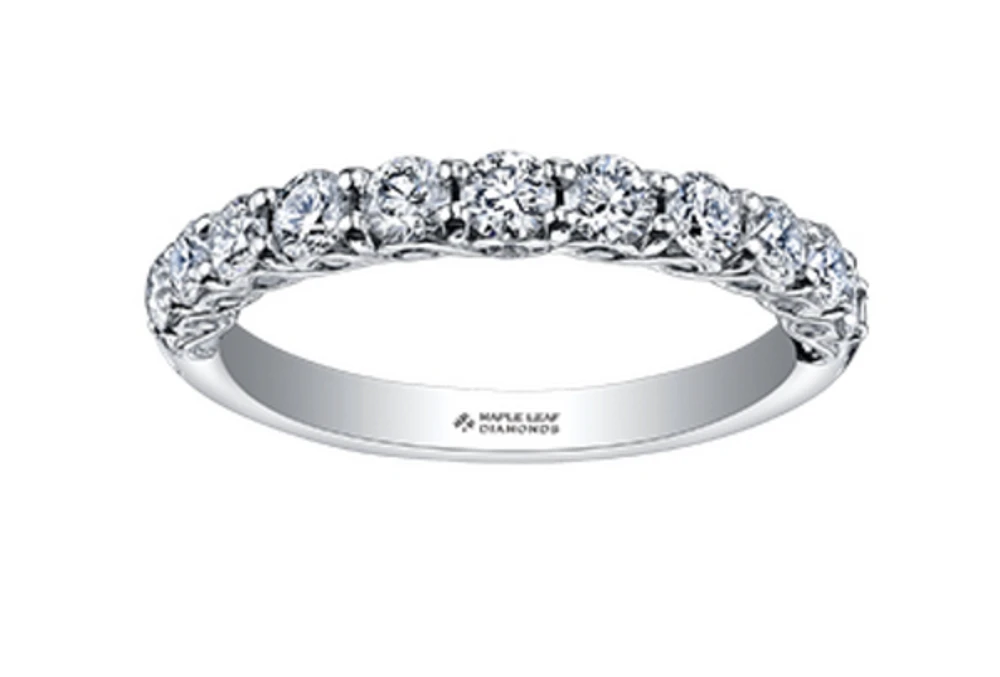 18K White Gold/Palladium Alloy (hypoallergenic) 0.40-1.90cttw Round Brilliant Multi-Stone Diamond Band - / Carat Total