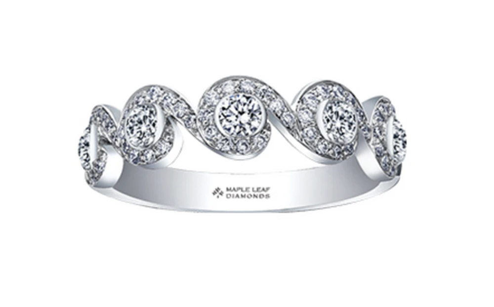 18K White Gold/Palladium Alloy (hypoallergenic) 0.65cttw Round Brilliant Multi-Stone Diamond Band