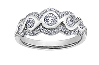 18K White Gold/Palladium Alloy (hypoallergenic) 0.62cttw Round Brilliant Multi-Stone Diamond Band