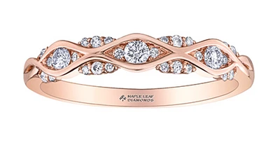 14K Rose Gold 0.22cttw Round Brilliant Multi-Stone Diamond Ring - Gold/Palladium