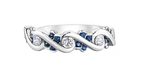 14K White Gold 0.36cttw Diamond & Sapphire Ring, 6.5