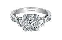 18K White Gold/Palladium Alloy (hypoallergenic) 0.91-1.52cttw Cushion Cut Halo Diamond Ring - / Carat Total