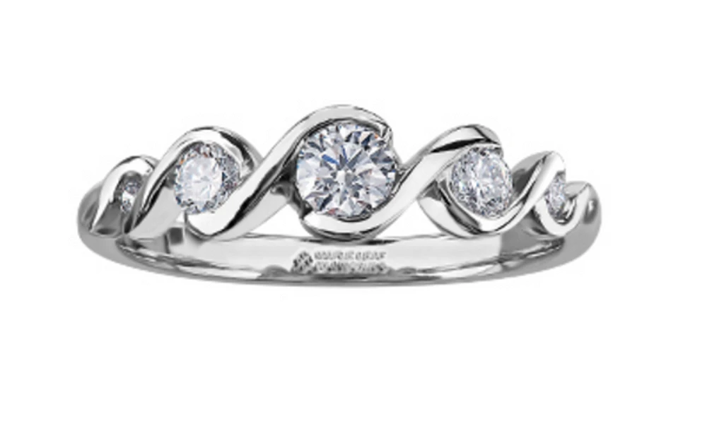 14K White Gold 0.40cttw Round Brilliant Multi-Stone Diamond Ring - Gold/Palladium