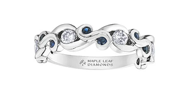 14K White Gold 0.32cttw Diamond & Sapphire Ring, 6.5