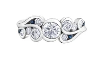 14K White Gold 1.00cttw Diamond & Sapphire Ring, 6.5